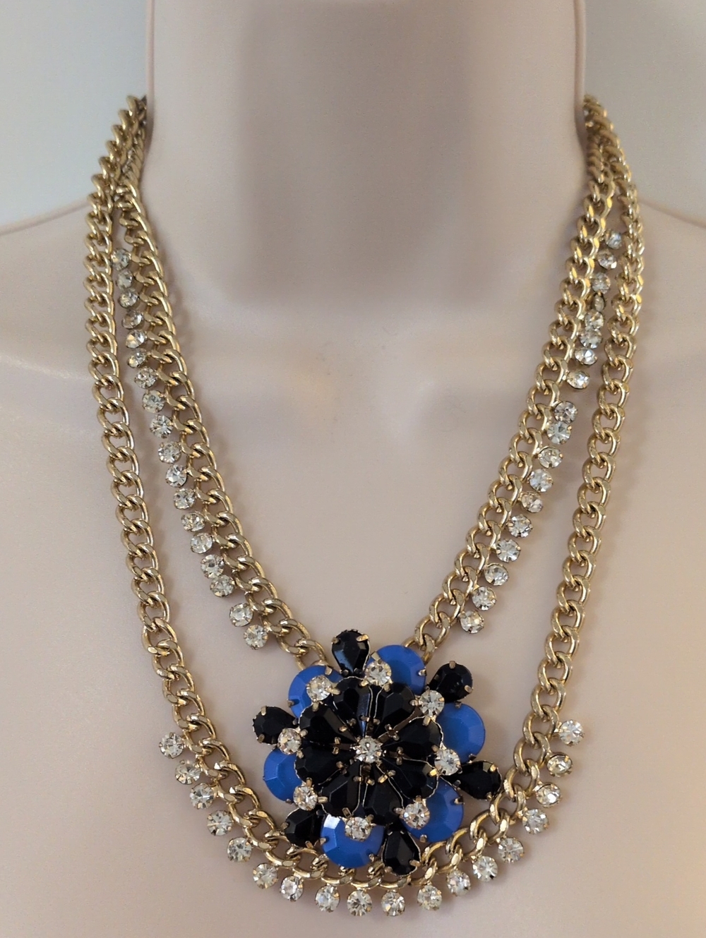 Gold Tone Floral Statement Necklace